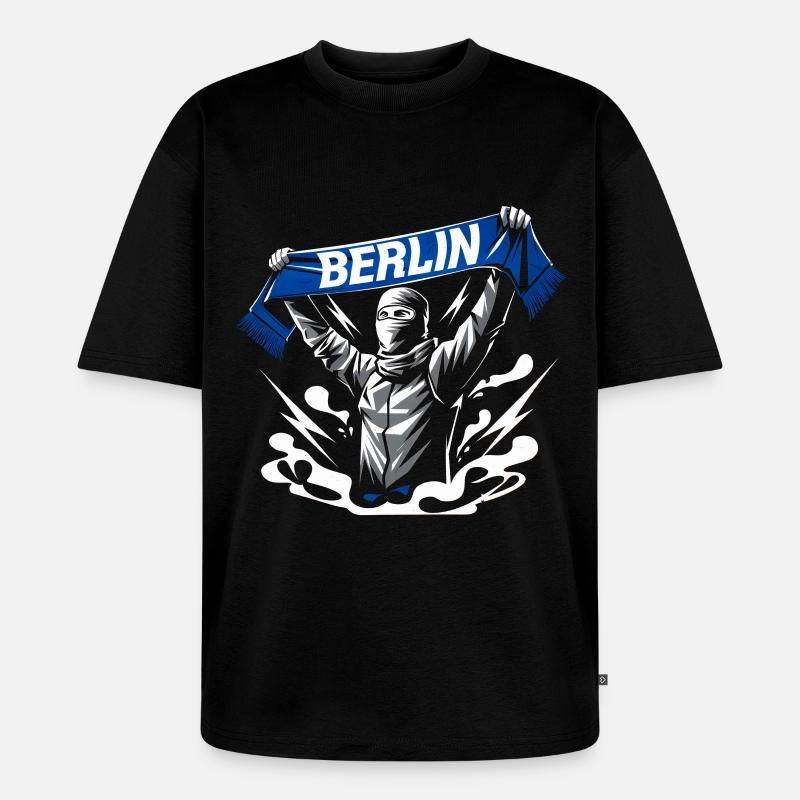 Stilisierte Neon-Graffiti Berlin Szene - Unisex Premium Oversized Bio T-Shirt - Schwarz