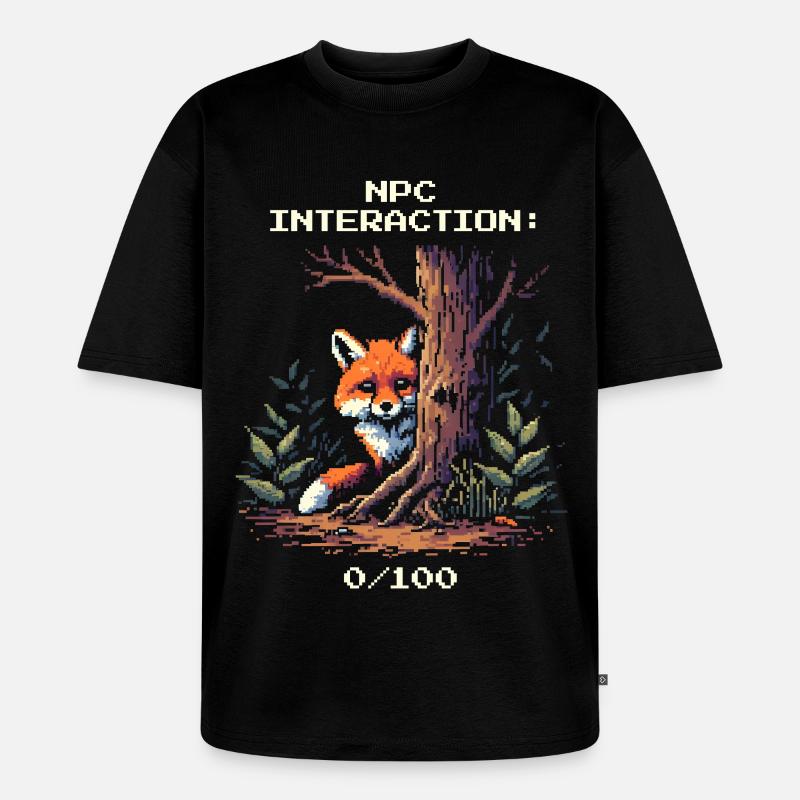 NPC-Interaktion: 0/100 | Introversion Humor - Unisex Premium Oversized Bio T-Shirt - Schwarz