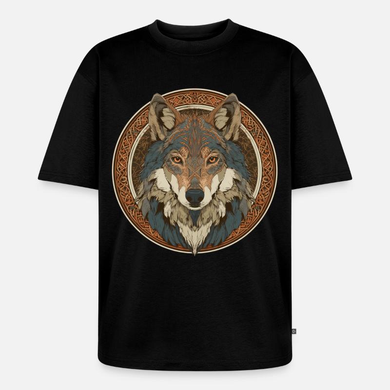 Legendary wolf with Celtic pattern - Unisex Premium Oversized Organic T-Shirt - black