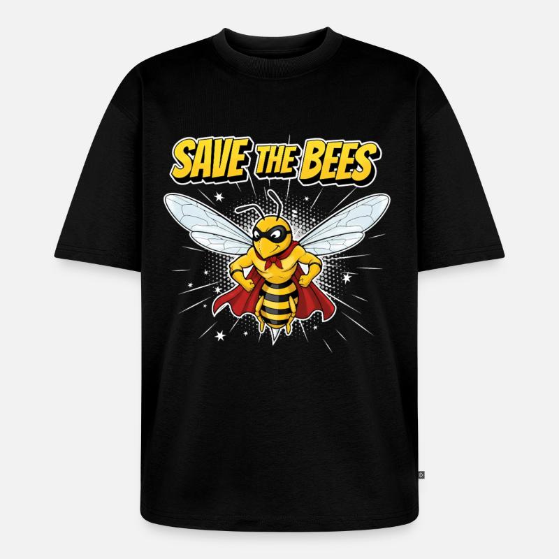 Comic Biene Heldenmotto - Unisex Premium Oversized Bio T-Shirt - Schwarz