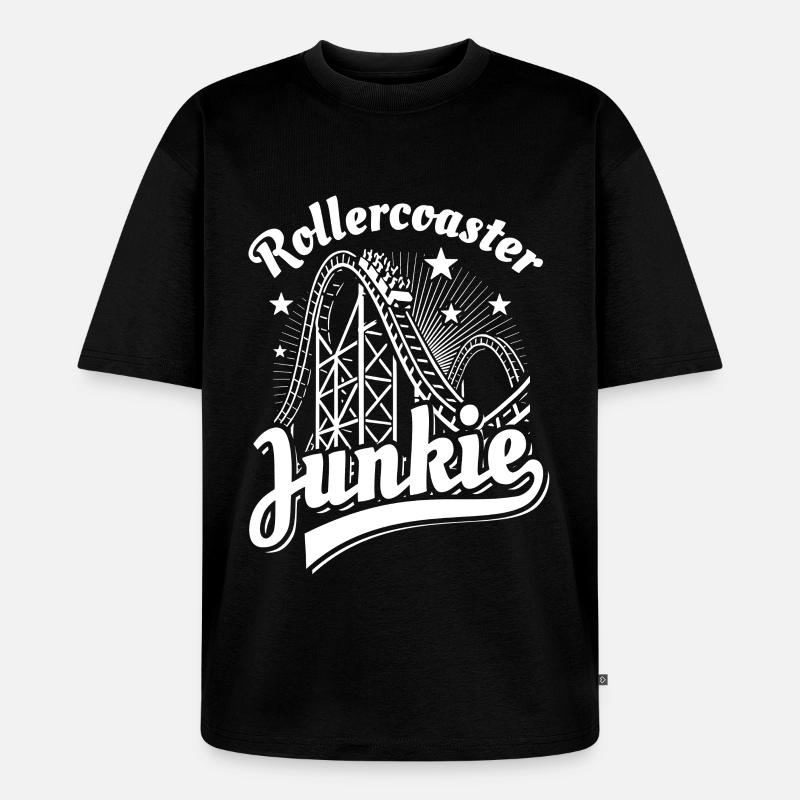 Rollercoaster Junkie - Roller Coaster - Loop - Unisex Premium Oversized Organic T-Shirt - black