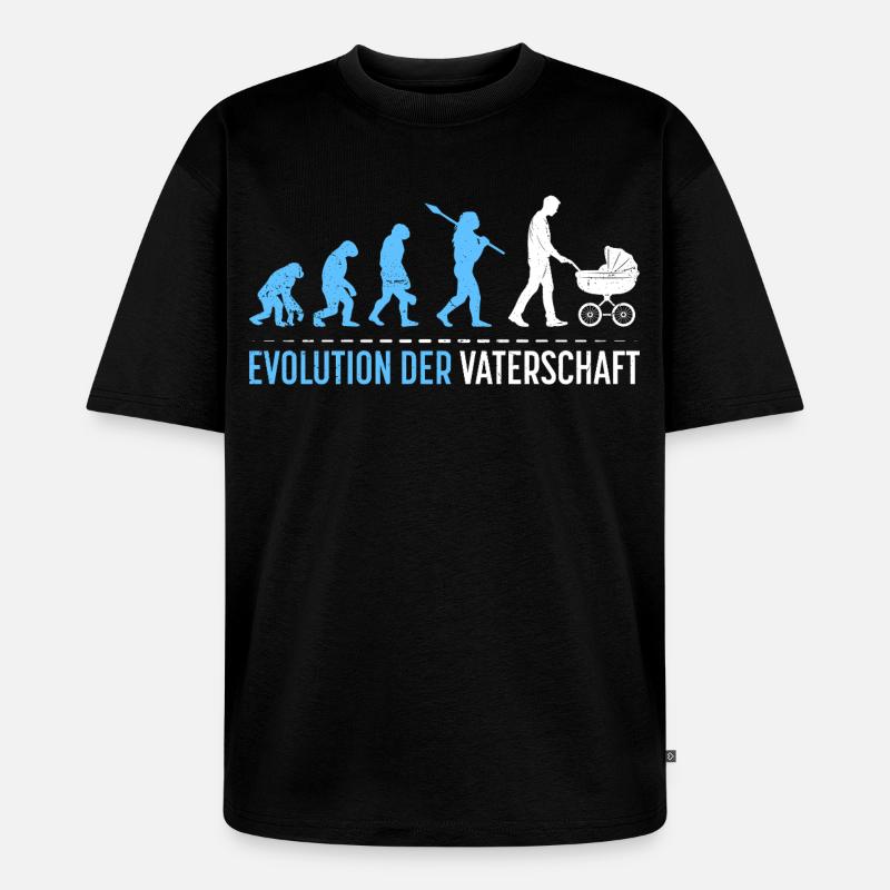 Werdender Vater EVOLUTION DER VATERSCHAFT Lustig - Unisex Premium Oversized Bio T-Shirt - Schwarz