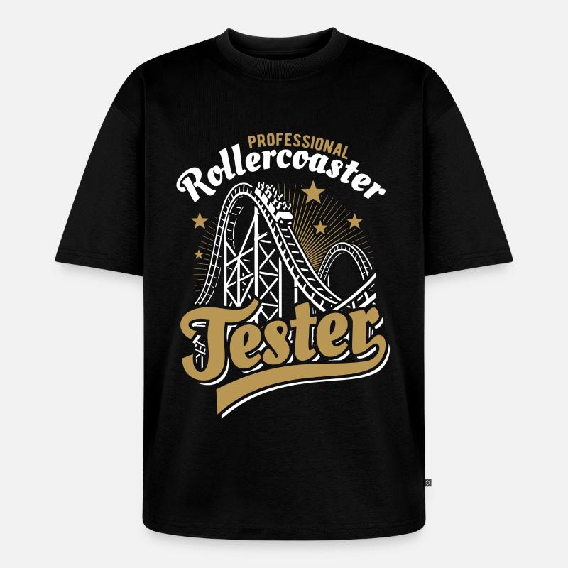 Professional Rollercoaster Tester - Unisex Premium Oversized Bio T-Shirt - Schwarz