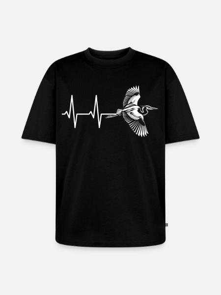 Vogel im Herzschlag Design - Unisex Premium Oversized Bio T-Shirt - Schwarz
