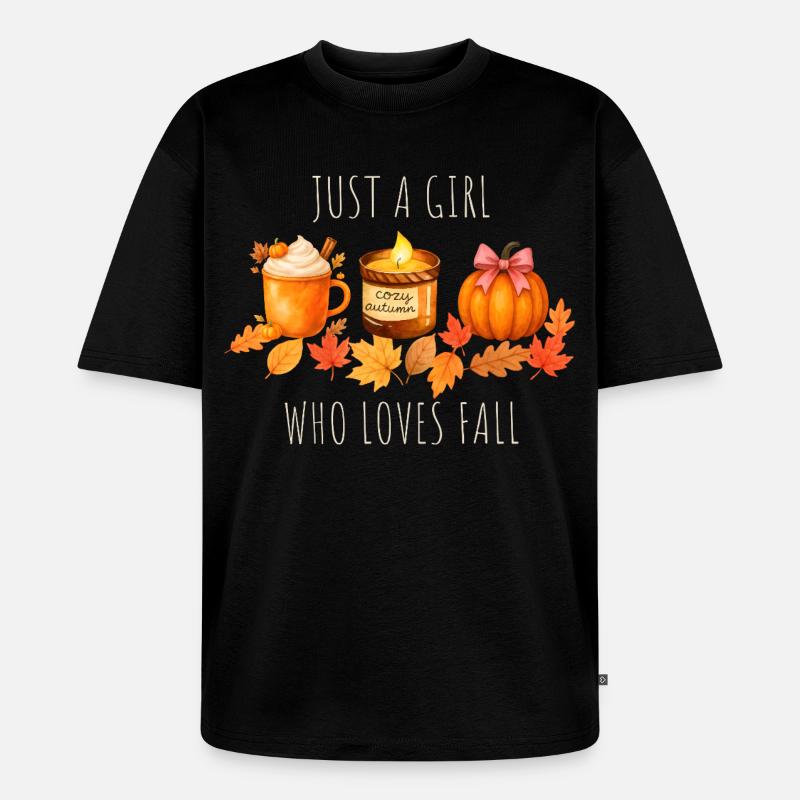 Nur ein Mädchen das Herbst liebt - Unisex Premium Oversized Bio T-Shirt - Schwarz