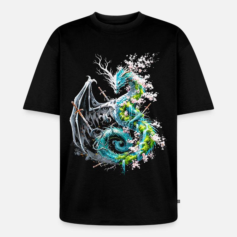 Drache des Lebens und Todes - Unisex Premium Oversized Bio T-Shirt - Schwarz