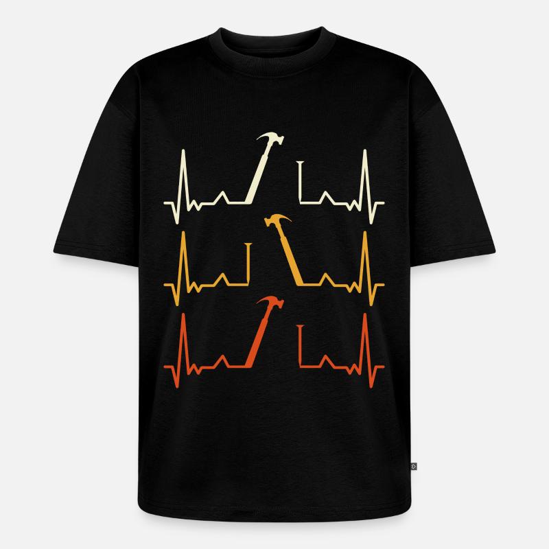 Herzschlag Hammer Muster - Unisex Premium Oversized Bio T-Shirt - Schwarz