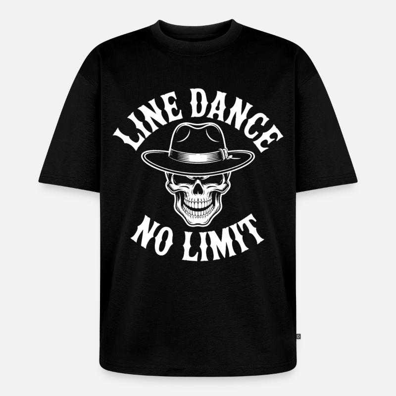 Line Dance Skull No Limit - Unisex Premium Oversized Bio T-Shirt - Schwarz