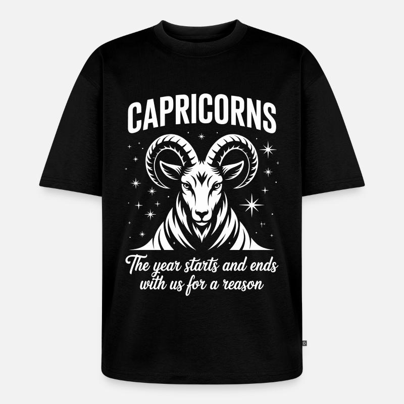 Steinbock Sternzeichen - Unisex Premium Oversized Bio T-Shirt - Schwarz