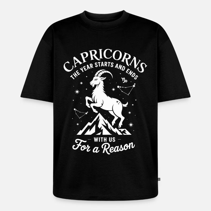 Steinbock Sternzeichen - Unisex Premium Oversized Bio T-Shirt - Schwarz