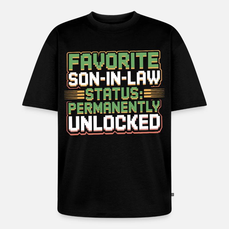 Schwiegermutter Retro Lustiger Schwiegervater - Unisex Premium Oversized Bio T-Shirt - Schwarz