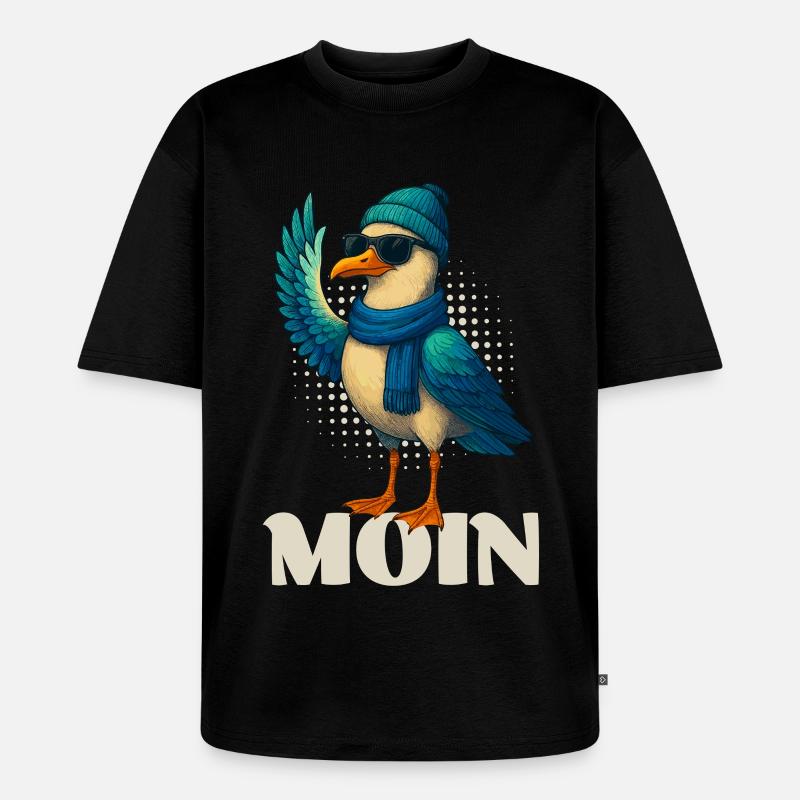 Coole Möwe - Moin - Unisex Premium Oversized Bio T-Shirt - Schwarz