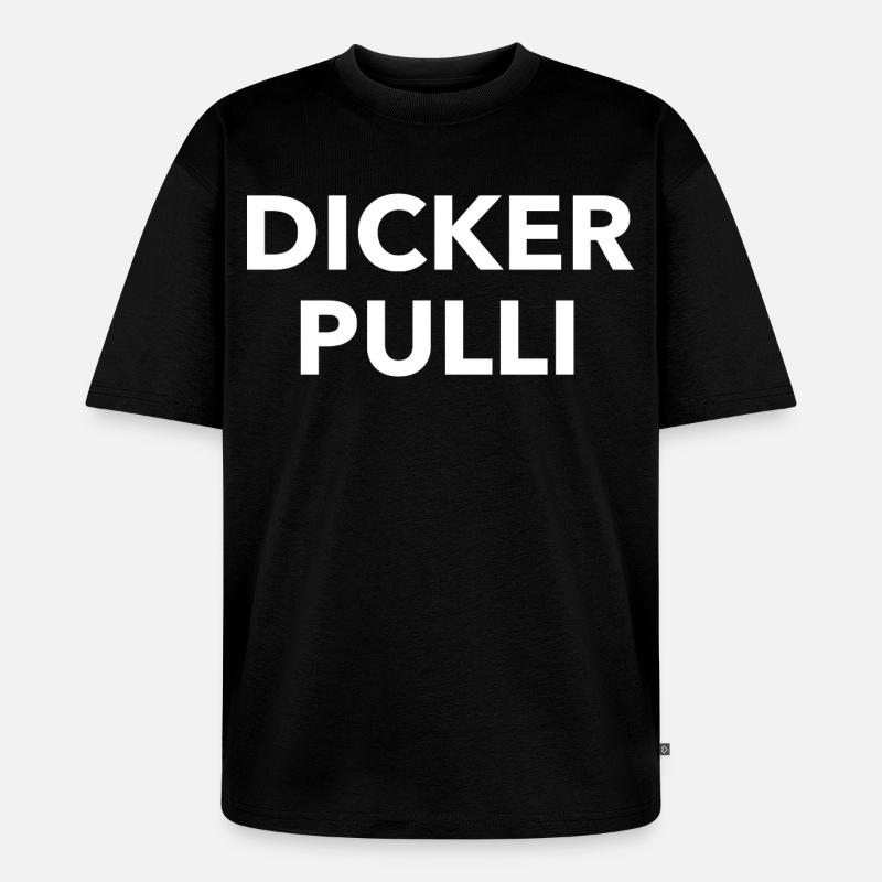 Dicker Pulli Kontrast Typo - Unisex Premium Oversized Bio T-Shirt - Schwarz