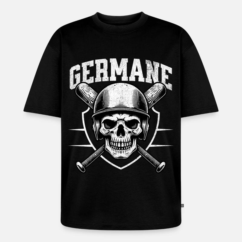 Schädel Krieger Helm Batten Germane - Unisex Premium Oversized Bio T-Shirt - Schwarz
