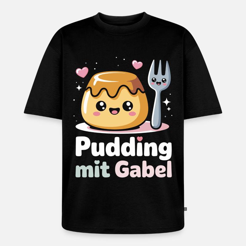Pudding with fork - Unisex Premium Oversized Organic T-Shirt - black