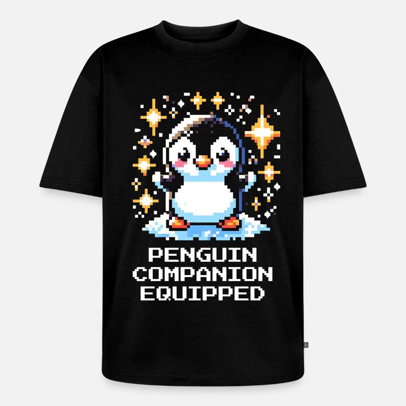 Compagnon pingouin | Compagnon de jeu mignon - T-shirt Premium bio oversize Unisexe - noir