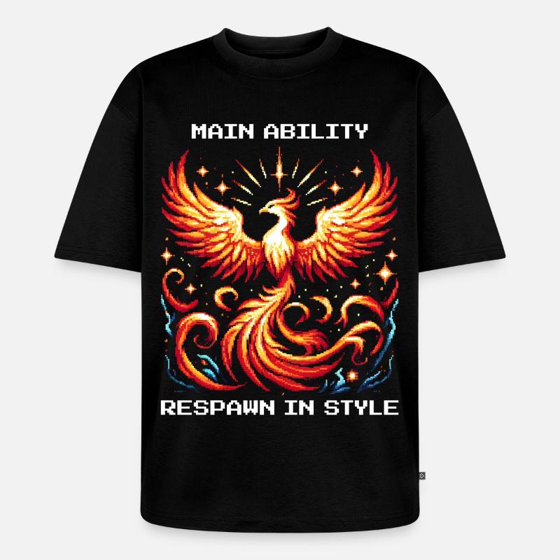 Hauptfähigkeit: Respawn mit Stil | Phönix - Unisex Premium Oversized Bio T-Shirt - Schwarz