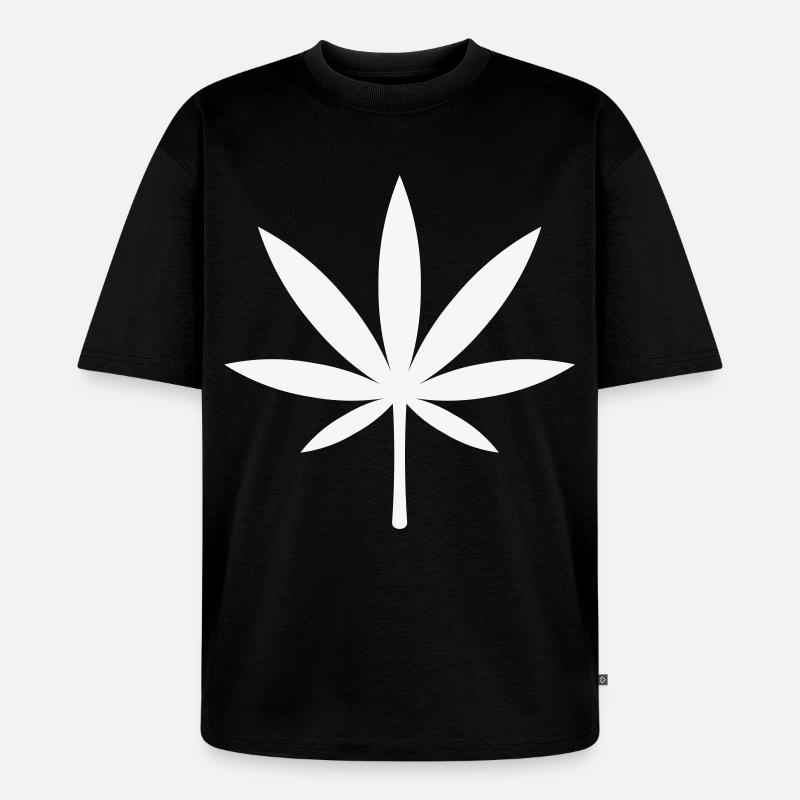 Cannabis / Marihuana / Hanfblatt (White) - Unisex Premium Oversized Bio T-Shirt - Schwarz