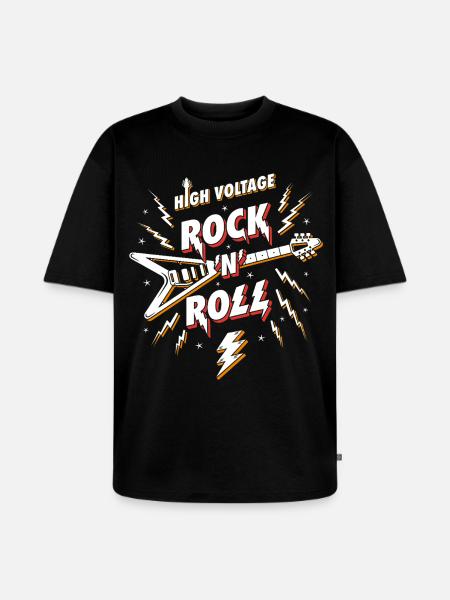 Hochspannungs-Rock'n'Roll-Gitarre - Unisex Premium Oversized Bio T-Shirt - Schwarz