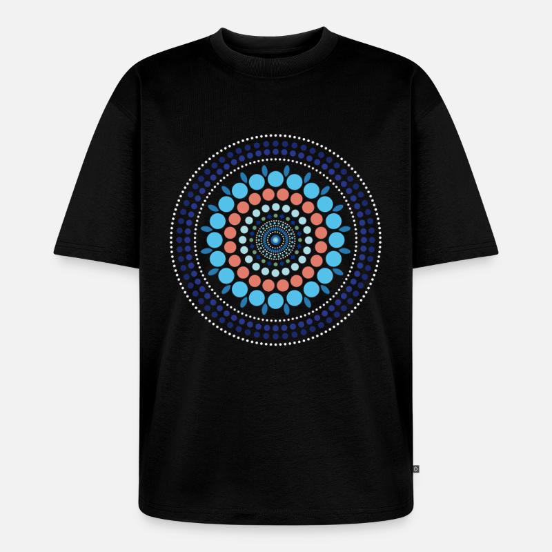 Blue Gradient Dot Mandala - Unisex Premium Oversized Bio T-Shirt - Schwarz