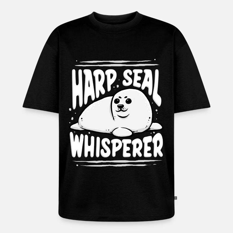 Sattelrobbe Robben Harp Seal Whisperer - Unisex Premium Oversized Bio T-Shirt - Schwarz