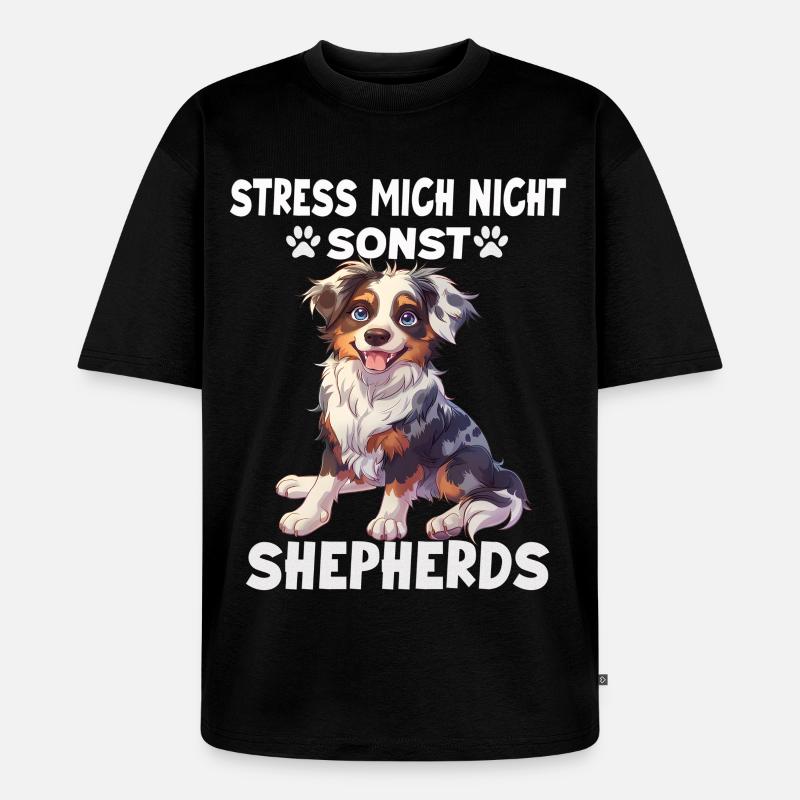 Australian Shepherd Hundebesitzer T Aussie - Unisex Premium Oversized Bio T-Shirt - Schwarz