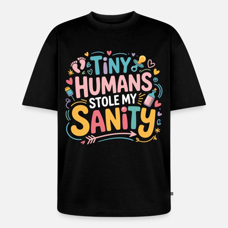 Tiny Humans Stehlen Mein Verstand - Unisex Premium Oversized Bio T-Shirt - Schwarz