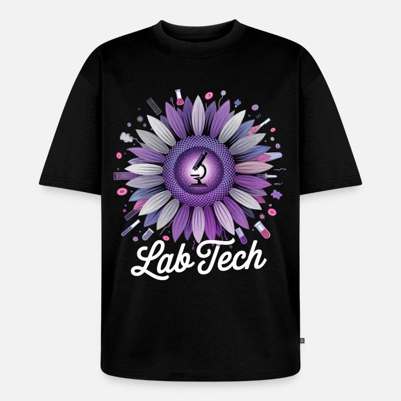 LabTech Sonnenblume Mikroskop - Unisex Premium Oversized Bio T-Shirt - Schwarz