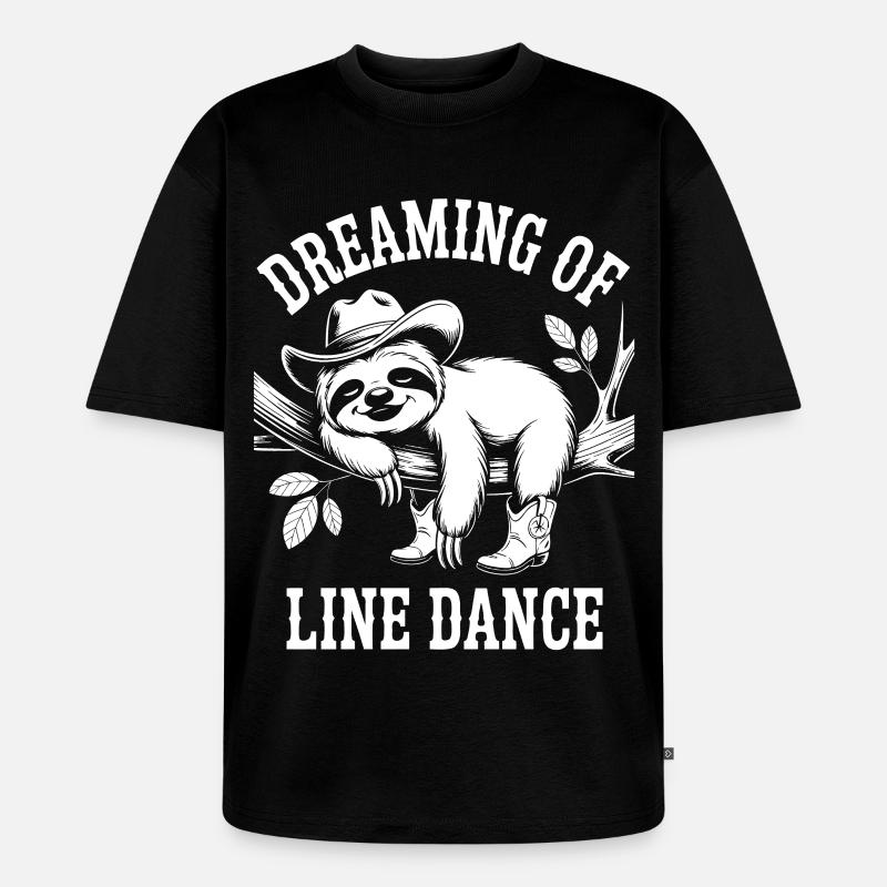 Sloth Dreaming Line Dance - Unisex Premium Oversized Organic T-Shirt - black