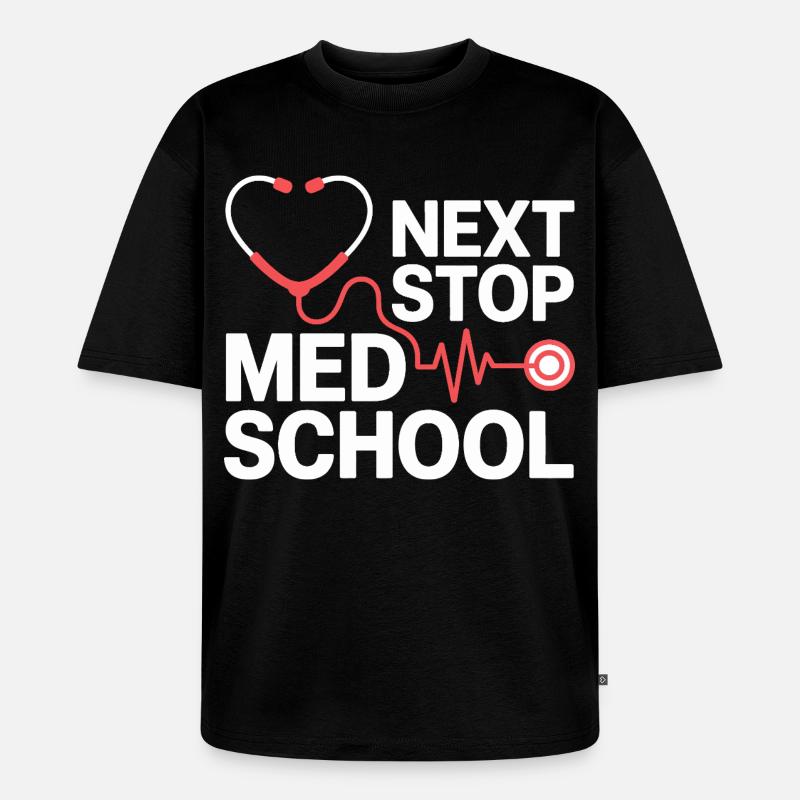 Med School Stethoscope Herz Tee - Unisex Premium Oversized Bio T-Shirt - Schwarz