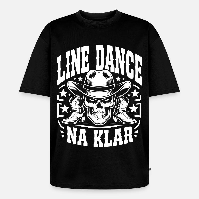 Line Dance Skull Cowboy - Unisex Premium Oversized Bio T-Shirt - Schwarz
