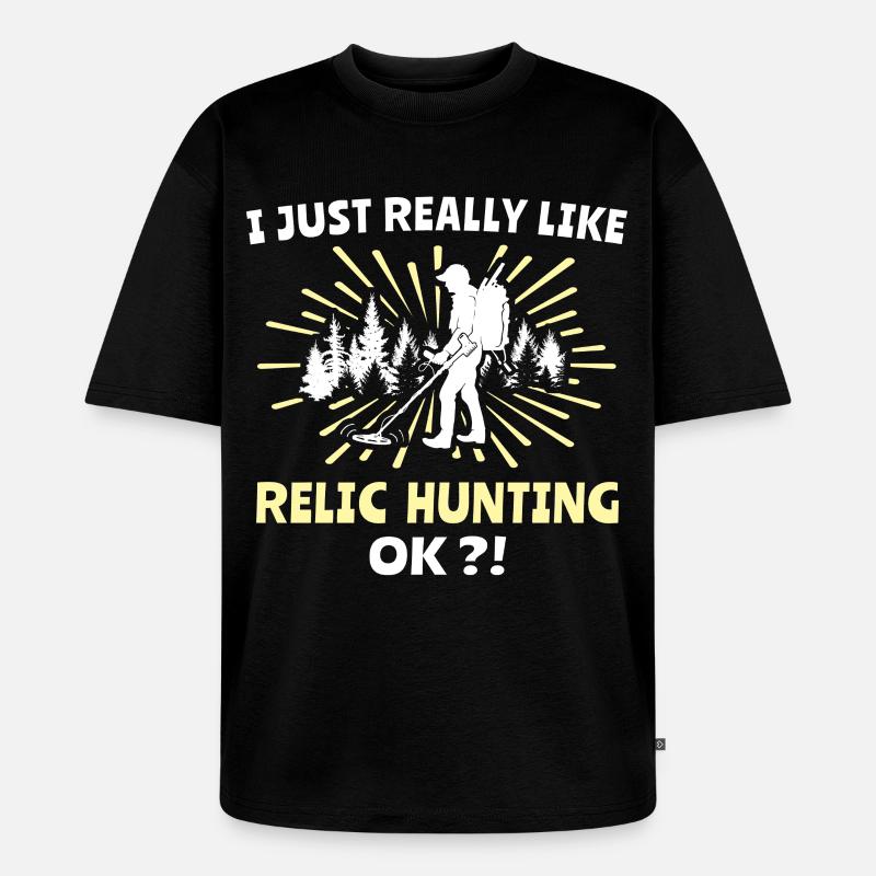 Reliktesucher Sondeln - Unisex Premium Oversized Bio T-Shirt - Schwarz