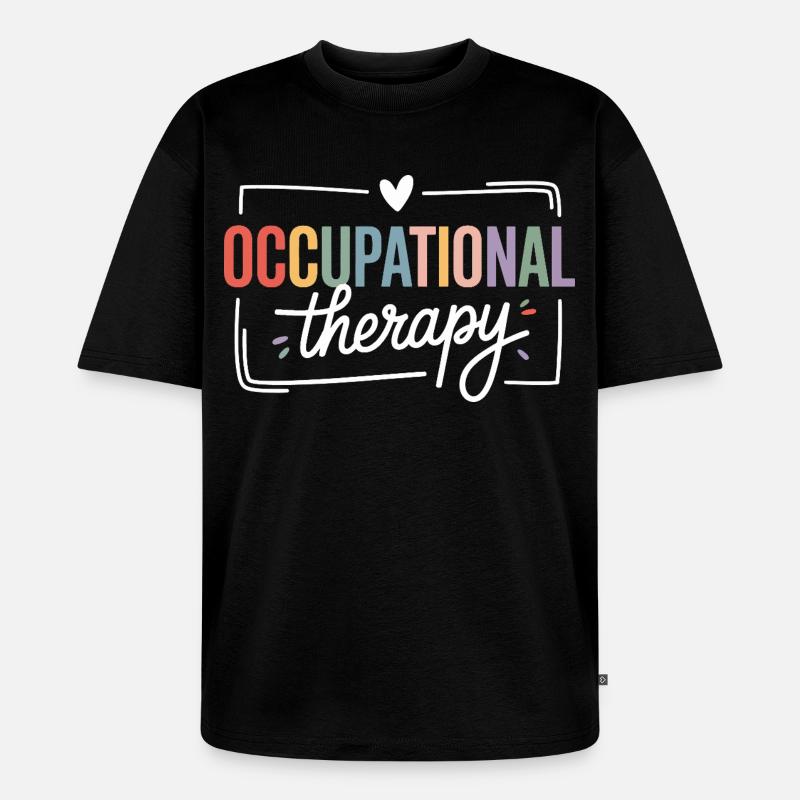 Farbige Berufstherapie Typografie - Unisex Premium Oversized Bio T-Shirt - Schwarz