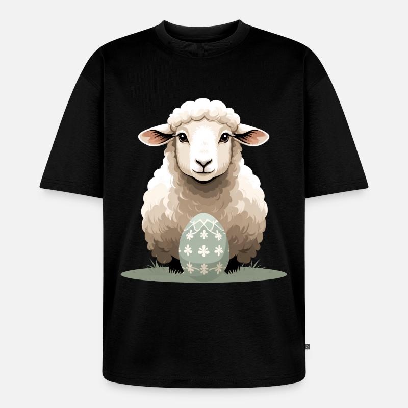 Cuddly lamb with Easter egg - Unisex Premium Oversized Organic T-Shirt - black
