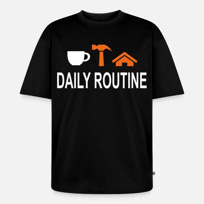 TäglicheRoutine, Daily Routine, Arbeit kann warten - Unisex Premium Oversized Bio T-Shirt - Schwarz