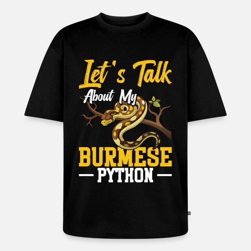 Burmesischer Python-Besitzer Schlangenterrarium Hide Python - Unisex Premium Oversized Bio T-Shirt - Schwarz