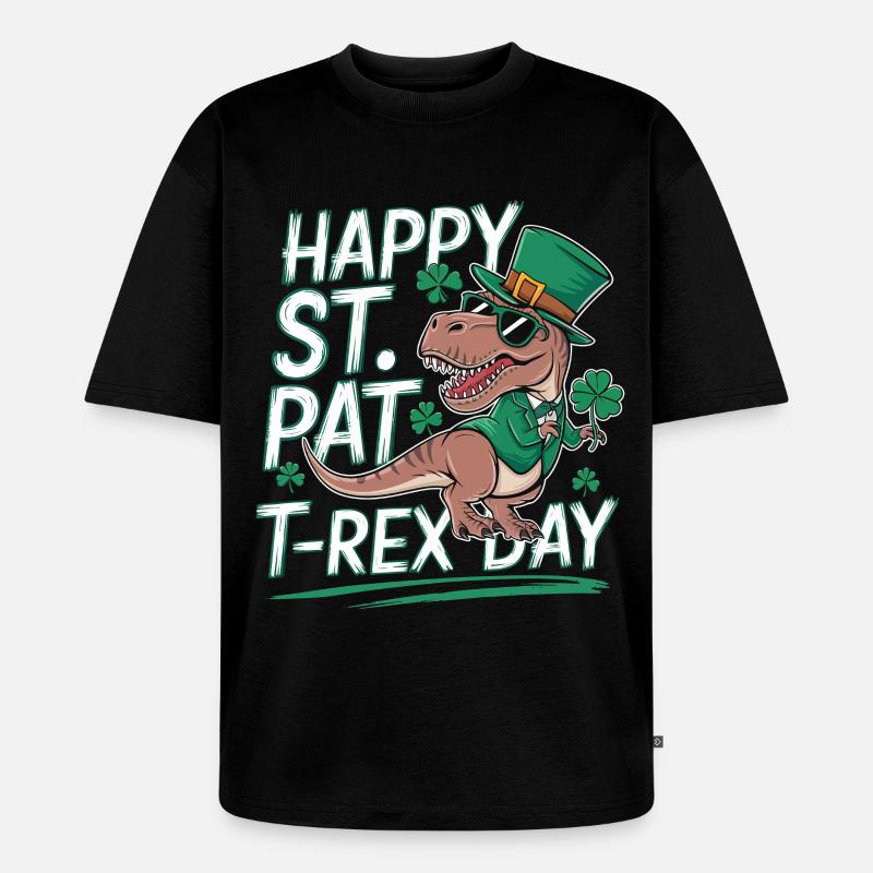 St Patricks T-Rex Hut - Unisex Premium Oversized Bio T-Shirt - Schwarz