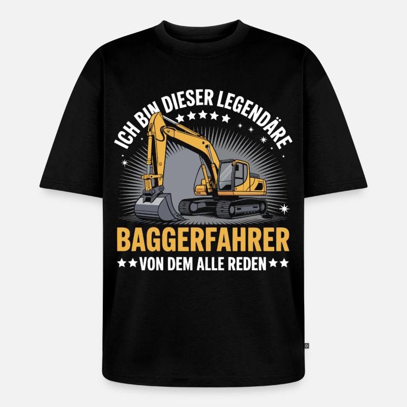 Baggerfahrer Bagger - Unisex Premium Oversized Bio T-Shirt - Schwarz