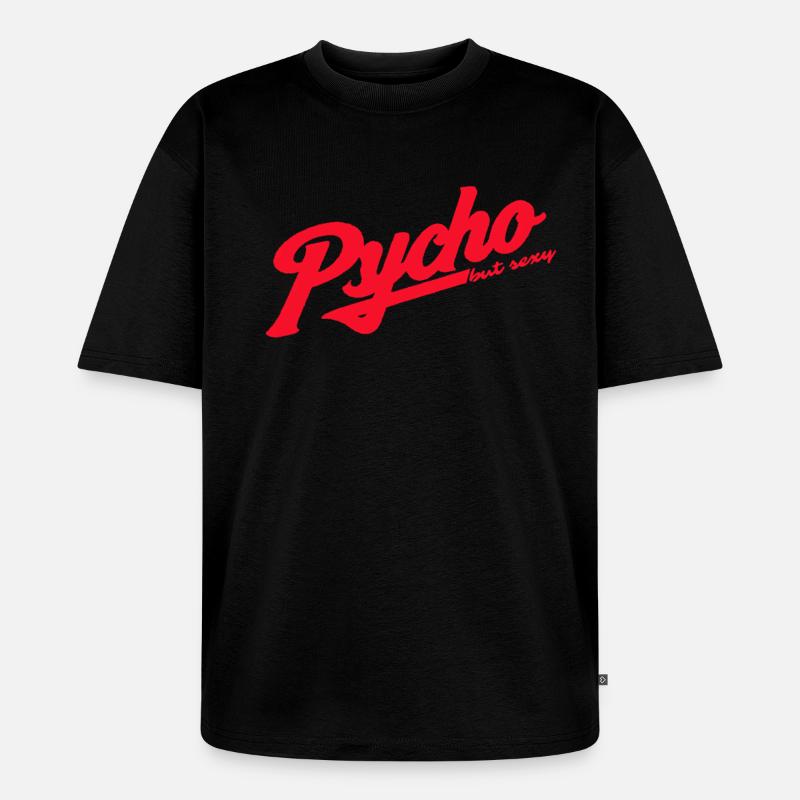 Psycho Retro Script Logo - Unisex Premium Oversized Bio T-Shirt - Schwarz