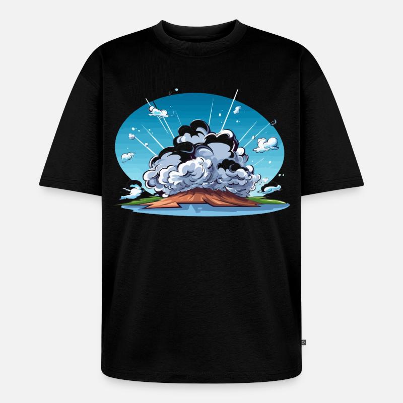 Comic Explosion im Landschaftspanorama - Unisex Premium Oversized Bio T-Shirt - Schwarz