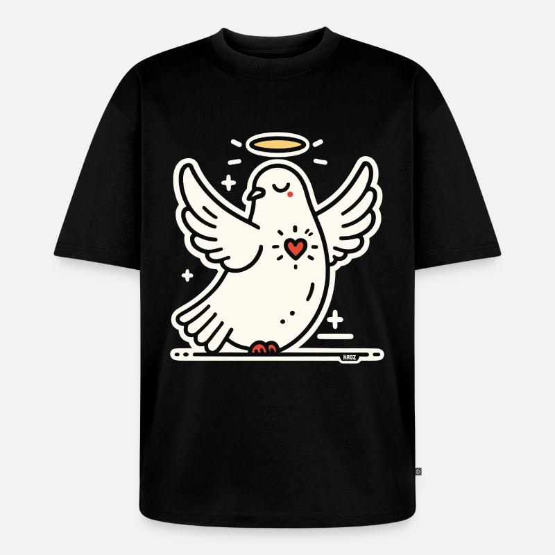 Friedens Taube Heilender Herz - Unisex Premium Oversized Bio T-Shirt - Schwarz