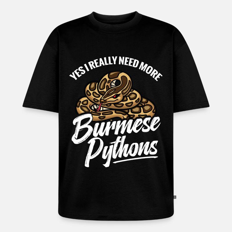 Python-Liebhaber Schlangen-Mama Terrarium-Reptilien-Papa - Unisex Premium Oversized Bio T-Shirt - Schwarz