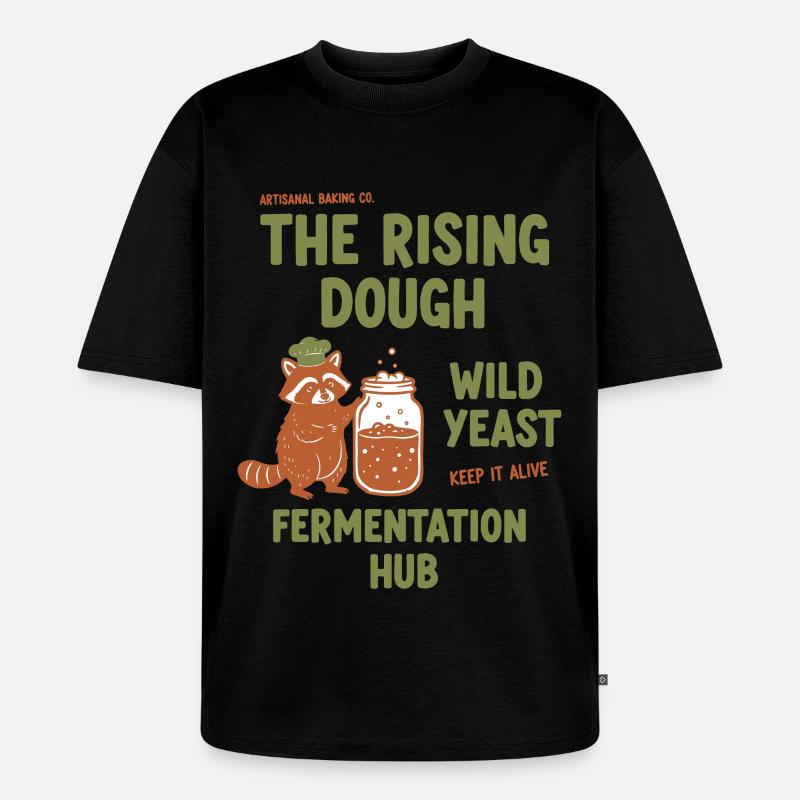 Sauerteigbrot Backbacker Wildhefe steigt auf - Unisex Premium Oversized Bio T-Shirt - Schwarz