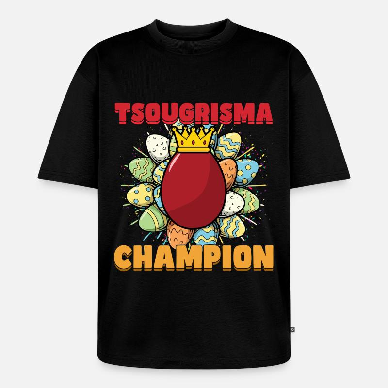 Tsougrisma Champion Gresk Påske - Premium økologisk oversized unisex T-skjorte - svart