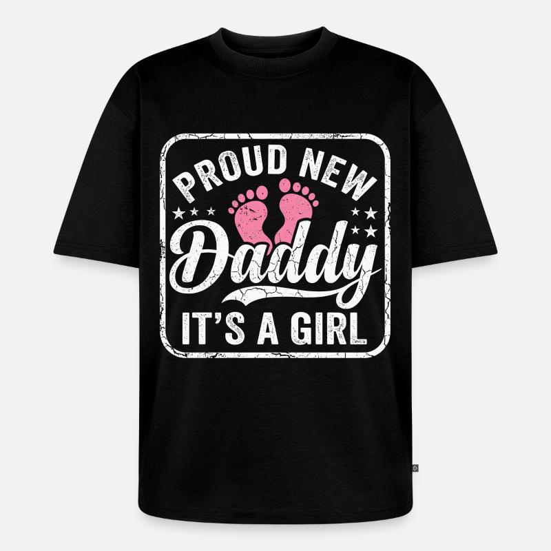 Werdender Papa & Vater, Geburt Tochter Mädchen - Unisex Premium Oversized Bio T-Shirt - Schwarz