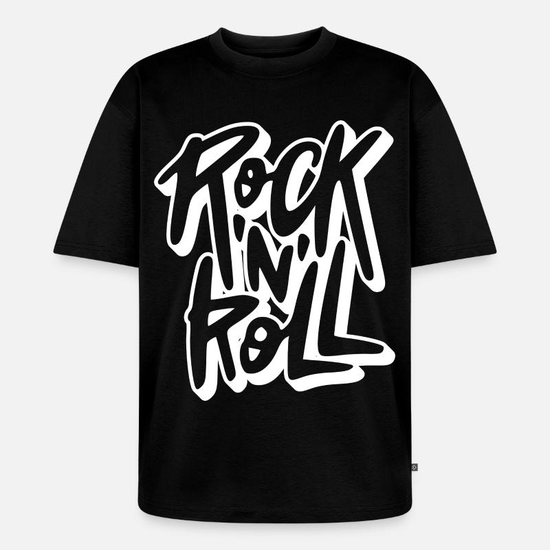 Texte de graffiti rock 'n' roll - T-shirt Premium bio oversize Unisexe - noir