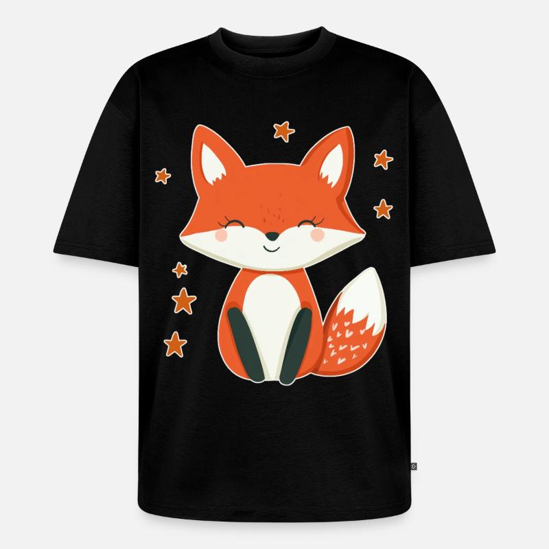 Fuchs und Sterne - Unisex Premium Oversized Bio T-Shirt - Schwarz