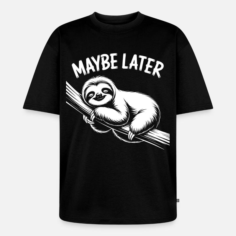 Faultier Chill - Unisex Premium Oversized Bio T-Shirt - Schwarz
