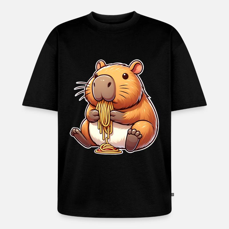 Capybara Pasta - Unisex Premium Oversized Bio T-Shirt - Schwarz