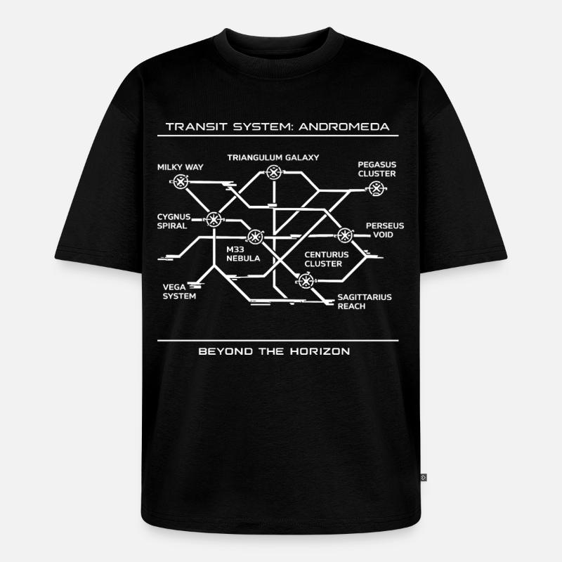 Andromeda Galaktischer Transit-Netzplan - Unisex Premium Oversized Bio T-Shirt - Schwarz